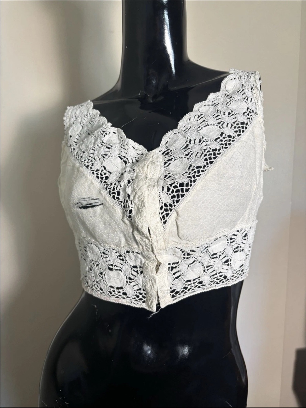 Edwardian antique corset cover filet crochet